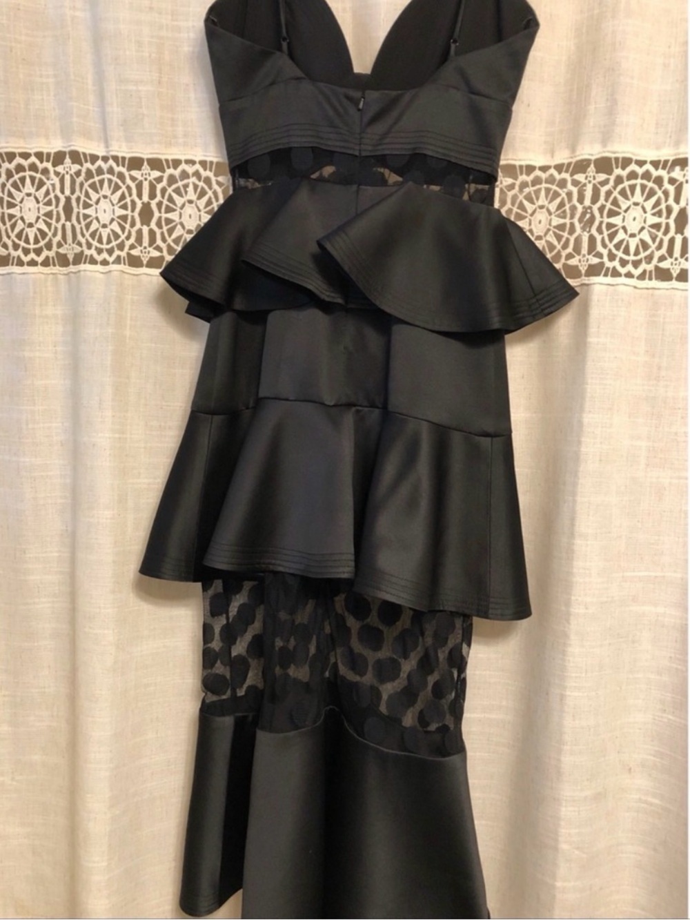 Elliatt Black Aleko Spotted Mesh Peplum Midi Dress - Picture 6 of 6